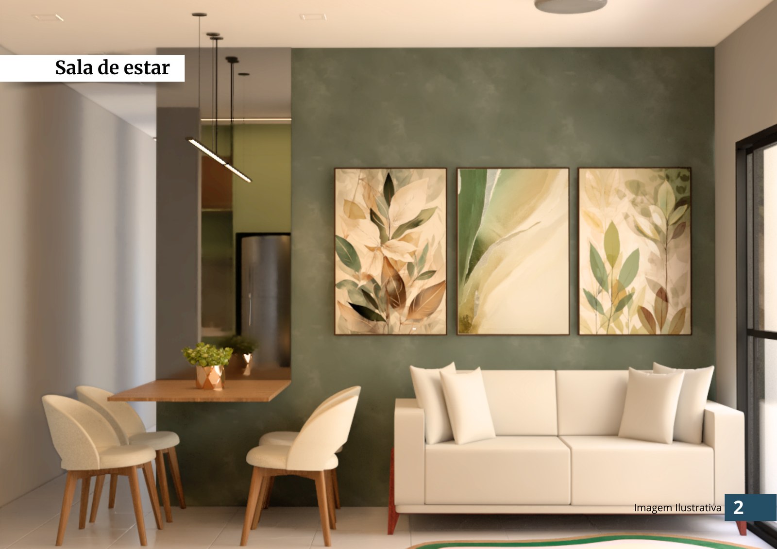 Sala de estar do apartamento decorado do Oregon Residencial