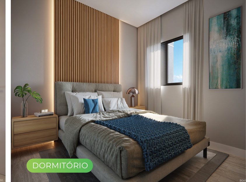 Dormitório do apartamento decorado do Recanto Ipanema
