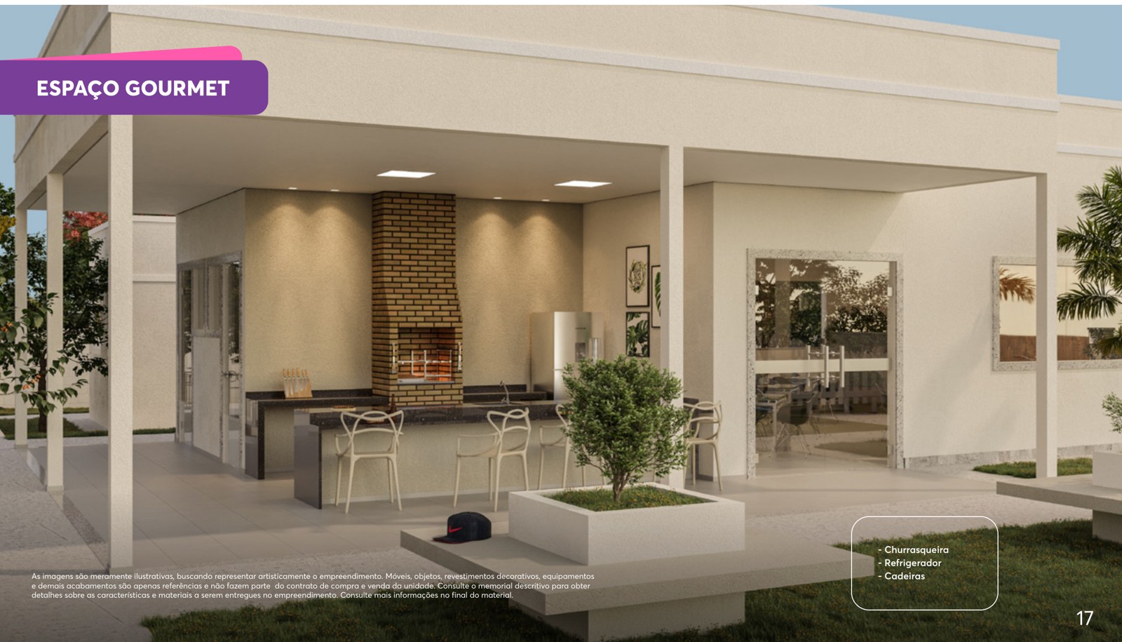 Espaço gourmet com churrasqueira do Residencial Scarpone
