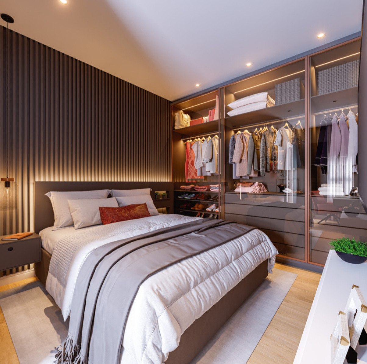 Suíte com closet do Tríon