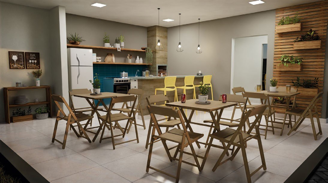 Espaço gourmet com churrasqueira do Vitta Granate