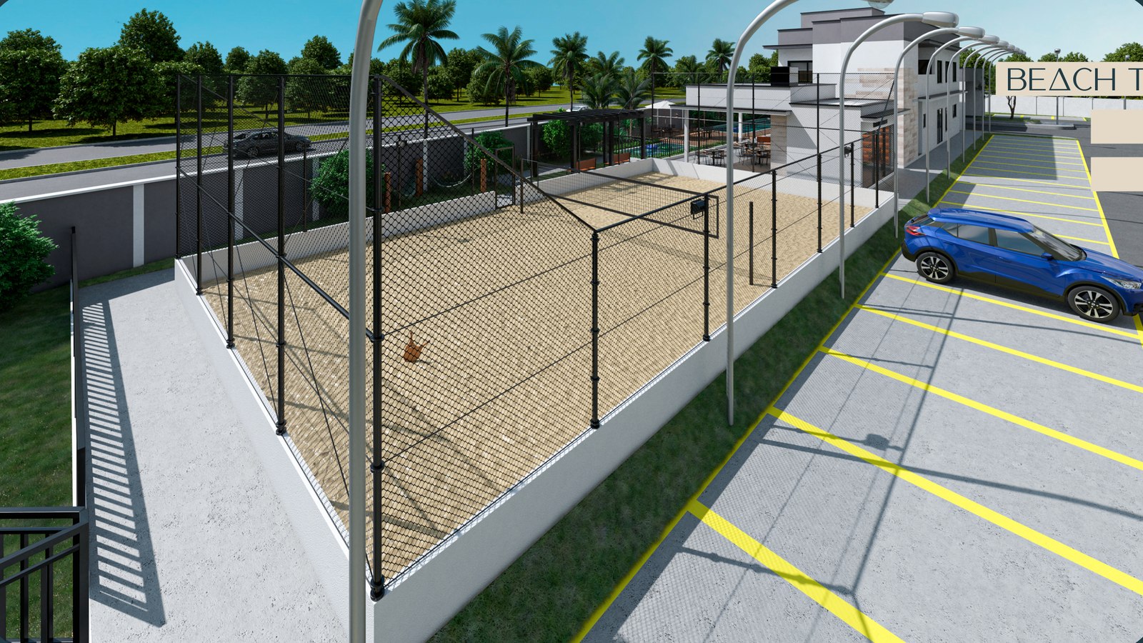 Quadra de beach tênis do Zafira Residencial