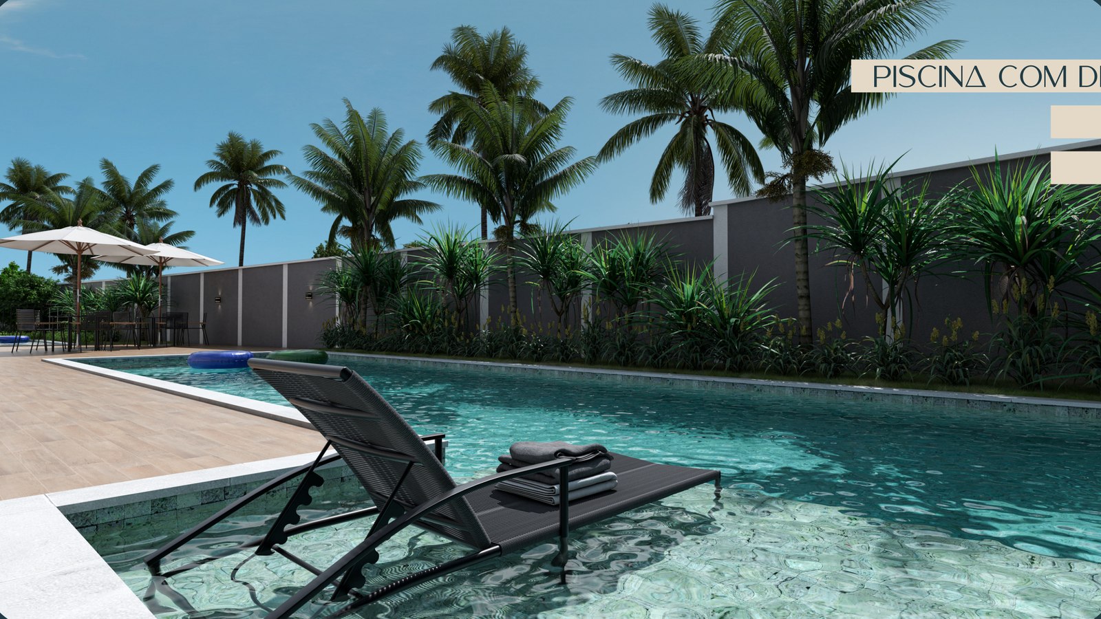 Piscina com deck do Zafira Residencial