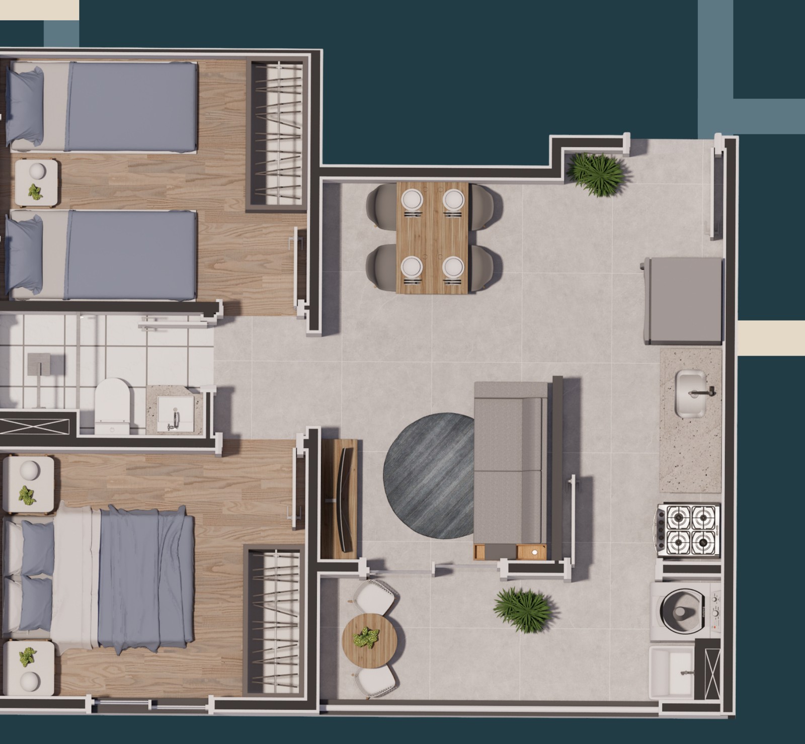 Planta Tipologia B do Zafira Residencial
